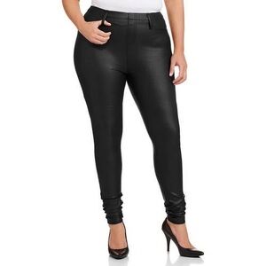 Faded Glory Black Faux Leather Pants: office girly, goth girl, siren